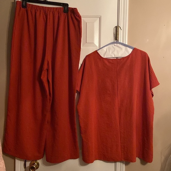 Women's Rust Wide Leg Short Sleeve Pants & Top Set Plus Size 16 - Picture 3 of 3